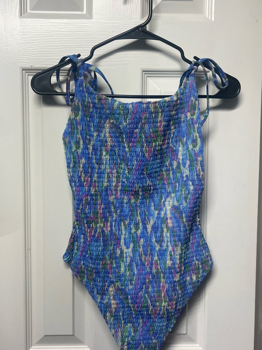 Blue Multi Smocked One-Piece Swimsuit
